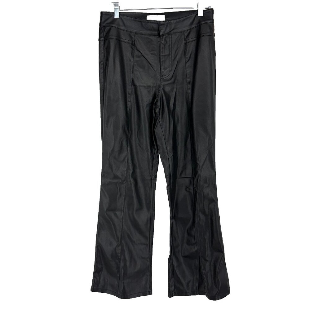 We the Free Women 6 Uptown High Rise Faux Leather Pant Solid Black Flare Leg